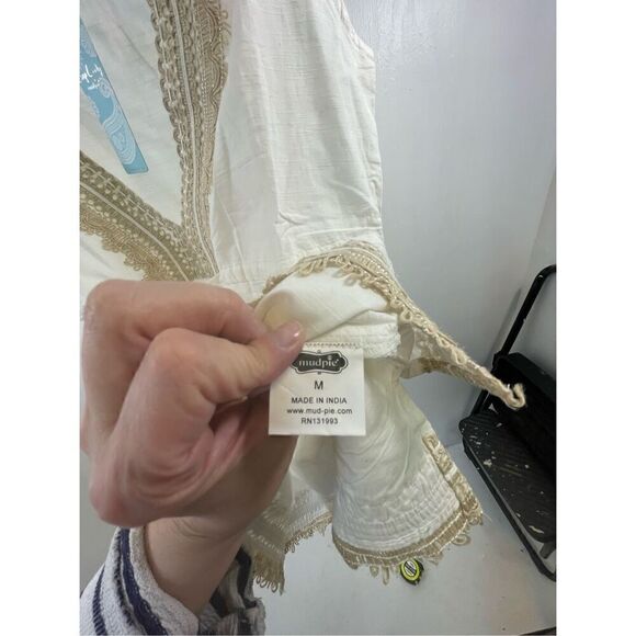 Mud Pie NWT Marcia Yute Trim Coverup Dress Size M - Picture 8 of 10